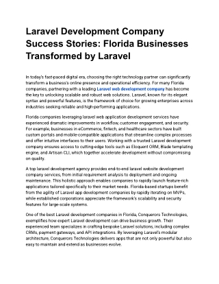 Laravel Development Company in Florida | Conquerors Tech