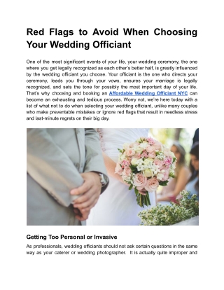 Red Flags to Avoid When Choosing Your Wedding Officiant