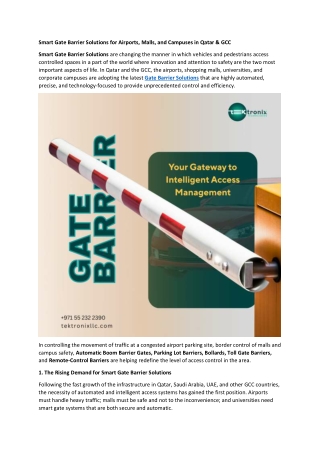 Smart Gate Barrier Solutions for Airports, Malls, and Campuses in Qatar & GCC