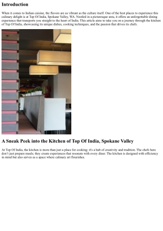 A Sneak Peek into the Kitchen of Top Of India, Spokane Valley