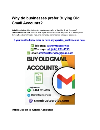 Why do businesses prefer Buying Old Gmail Accounts