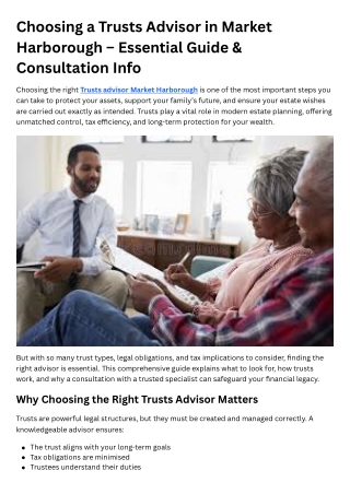 Choosing a Trusts Advisor in Market Harborough – Essential Guide & Consultation Info