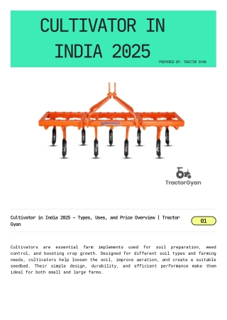 Cultivator in India 2025 – Types, Uses, and Price Overview | Tractor Gyan