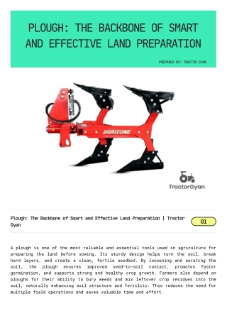 Plough: The Backbone of Smart and Effective Land Preparation | Tractor Gyan