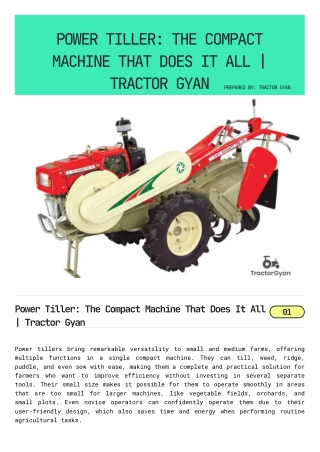 Power Tiller: The Compact Machine That Does It All | Tractor Gyan