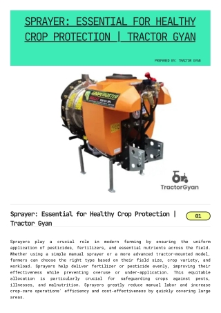 Sprayer: Essential for Healthy Crop Protection | Tractor Gyan