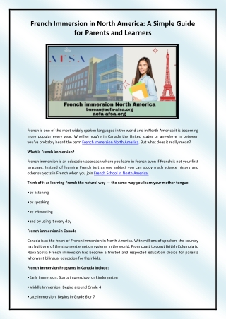 French immersion North America