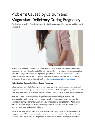 Problems Caused by Calcium and Magnesium Deficiency During Pregnancy