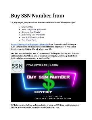 Buy SSN Number from (1)