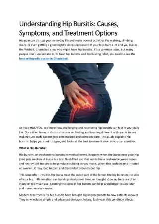 Understanding Hip Bursitis: Causes, Symptoms, and Treatment Options