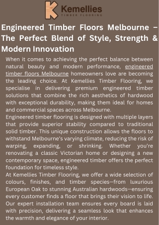 Engineered Timber Floors Melbourne – The Perfect Blend of Style, Strength & Modern Innovation