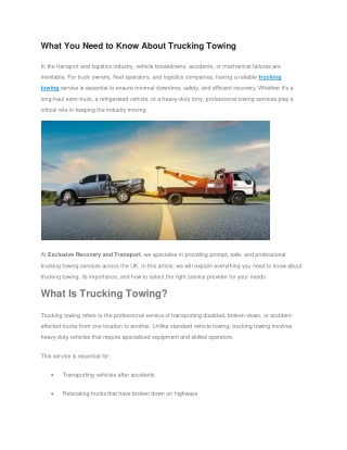 What You Need to Know About Trucking Towing
