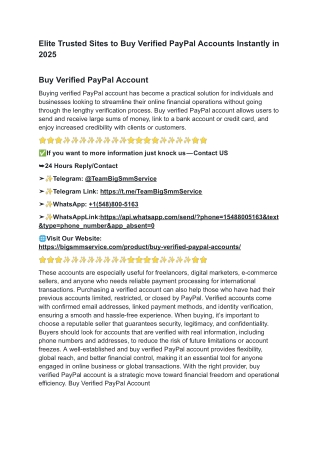 Elite Trusted Sites to Buy Verified PayPal Accounts Instantly in 2025