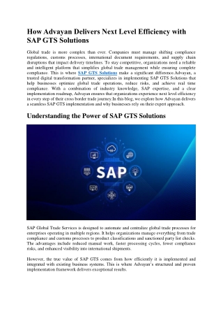 SAP GTS Solutions