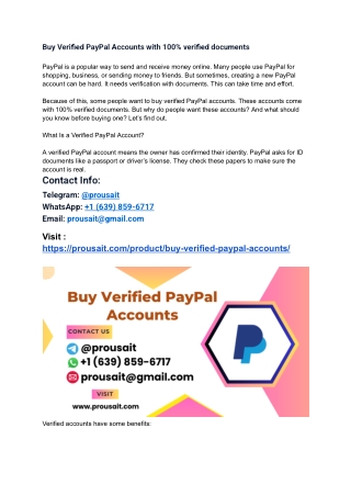 Buy Verified PayPal Accounts with 100% verified documents
