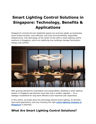 Transforming Workspaces with Smart Lighting Control Solutions in Singapore