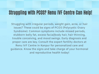 Struggling with PCOS? Renu IVF Centre Can Help!