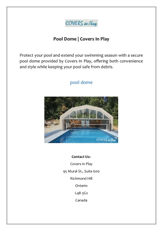 Pool Dome | Covers In Play