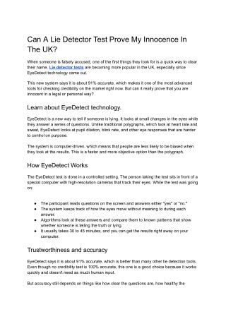 Can A Lie Detector Test Prove My Innocence In The UK