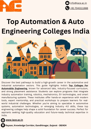 Top Automation & Auto Engineering Colleges India