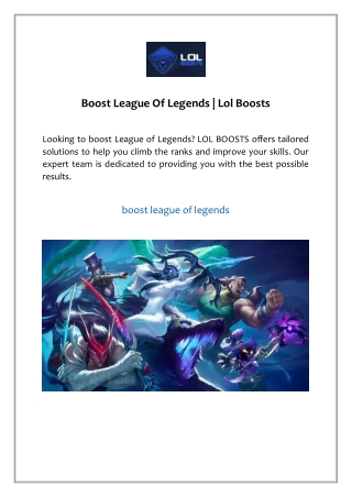 Boost League Of Legends | Lol Boosts
