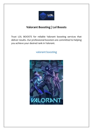 Valorant Boosting | Lol Boosts