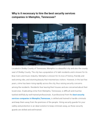 Why is it necessary to hire the best security services companies in Memphis, Tennessee