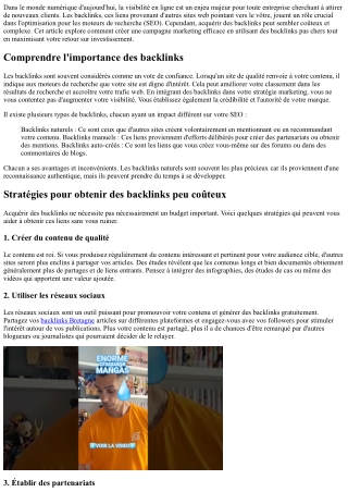 Créer une campagne marketing efficace avec des backlinks peu coûteux.