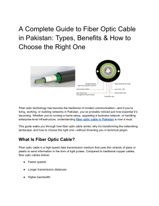 A Complete Guide to Fiber Optic Cable in Pakistan_ Types, Benefits & How to Choose the Right One