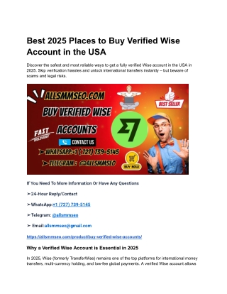 Best 2025 Places to Buy Verified Wise Account in the USA