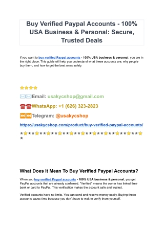 How to Buy Verified Paypal Accounts Quickly & Securely
