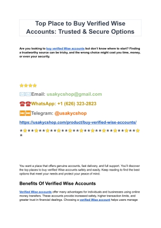 Best place to buy verified Wise accounts