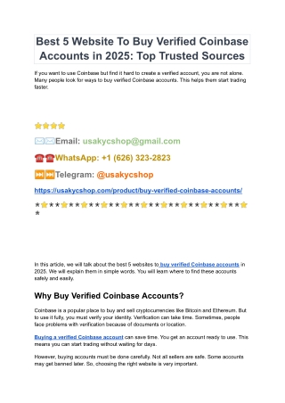 Best 2 Website To Buy Verified coinbase Accounts