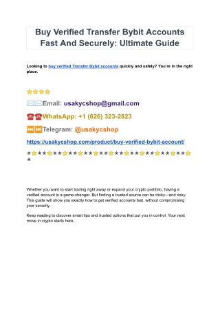 Buy Verified Buybit Accounts - USA SUPER SERVICE