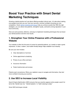 Boost Your Practice with Smart Dental Marketing Techniques