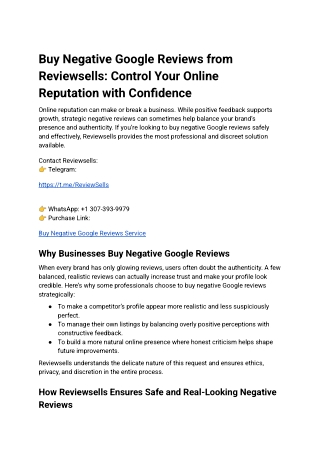 Buy Negative Google Reviews