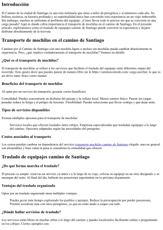 Explora el Camino de Santiago sin Cargas: El Secreto Está en el Transporte de Eq