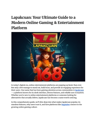 Lapakcuan_ Your Ultimate Guide to a Modern Online Gaming & Entertainment Platform