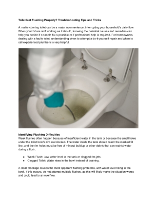 Toilet Not Flushing Properly Troubleshooting Tips and Tricks