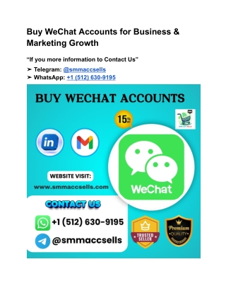 Buy WeChat Accounts for Business & Marketing Growth – Secure and Affordable