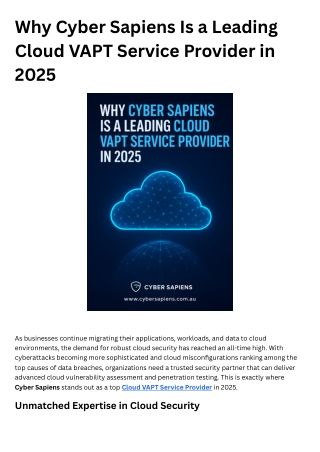 Why Cyber Sapiens Is a Leading Cloud VAPT Service Provider in 2025