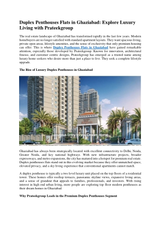Duplex Penthouses Flats in Ghaziabad
