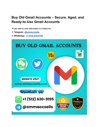 Buy Old Gmail Accounts – Secure, Aged, and Ready-to-Use Gmail Accounts