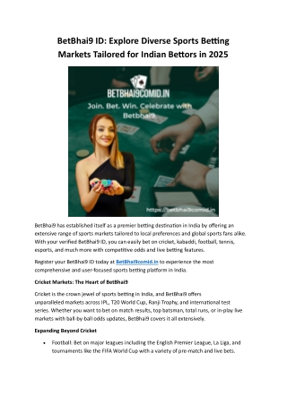 BetBhai9 ID Explore