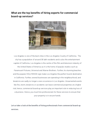 What are the top benefits of hiring experts for commercial board-up services