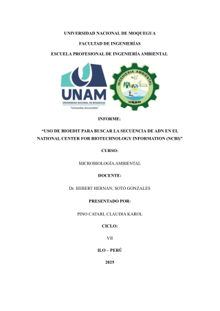 USO DE BIOEDIT PARA BUSCAR LA SECUENCIA DE ADN EN EL NCBI