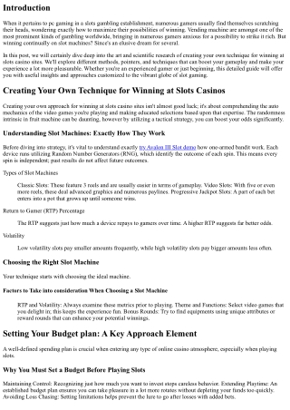 Developing Your Own Approach for Winning at Slot Machine Casino Sites