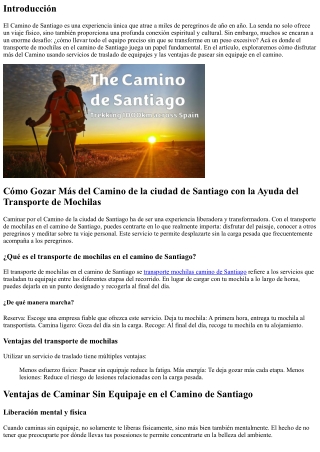 De qué forma Gozar Más del Camino de Santiago con la Ayuda del Transporte de Moc