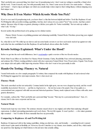 Kroolo Fluency Mode vs. Natural Mode: Which Is Best for Your Writing?