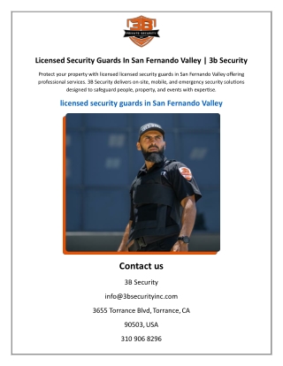 Licensed Security Guards In San Fernando Valley  3b Security